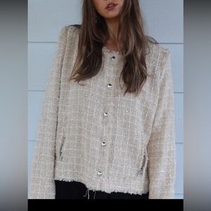 IRO Cream Tweed Blazer with Bouclé Texture